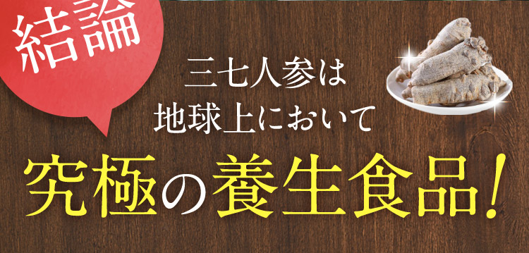 結論 三七人参は地球上において究極の養生食品！