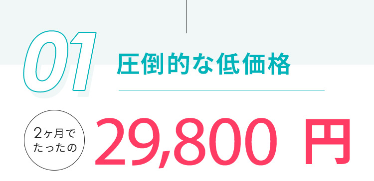 01圧倒的な低価格 2カ月でたったの29,800円