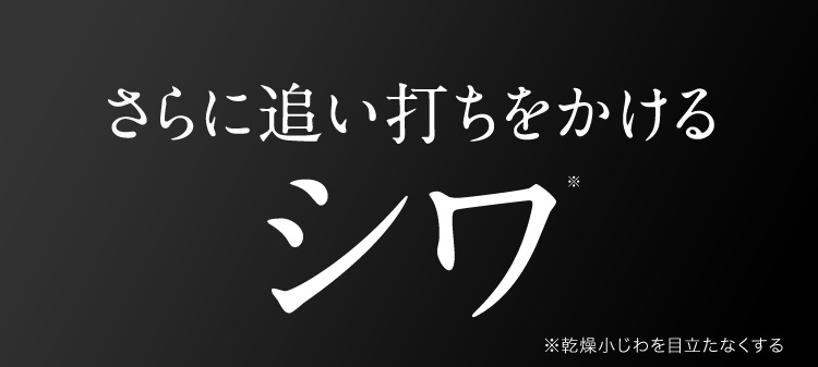 さらに追い打ちをかけるシワ※ ※乾燥小じわを目立たせなくする